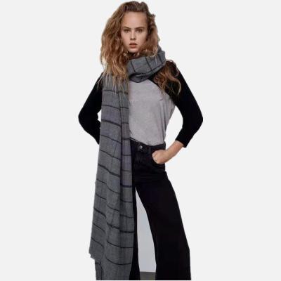 China 2021 Link Dye Warm Winter Branded Scarf Plaid Scarf For Women Thick Cashmere Cashmere Scarves Wholesale for sale