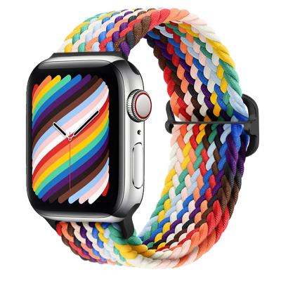 China 2021 Nylon Elastics Nylon Braided Watch Band For Apple Watch 40mm 44mm Adjustable Sport Cloth Strap For iwatch Series 6/5/4/3/2 for sale