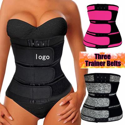 China Custom Logo 3 Breathable Strap Colombian Waist Trainers Dropshipping Women Magic-Velcro Waist Trainer for sale