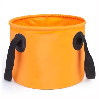 China Outdoor sports 10l 20l portable folding factory PVC tarpaul waterproof camping folding bucket for sale