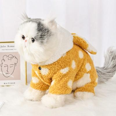 China Stocked Pet Clothes Plus Velvet Thick Warm Cute Hooded Rabbit Ears Clothes Cute Cat Clothes for sale