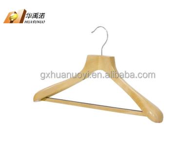 China Curved coat hanger with square bar and non-slip rubber teeth/garment hanger for sale