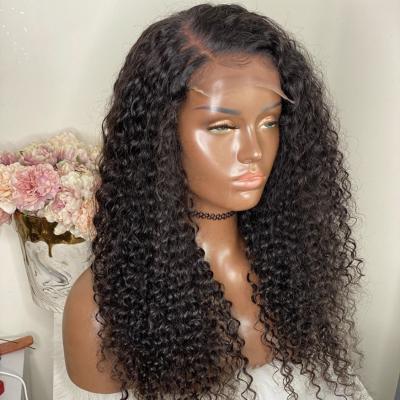 China Wholesale 4x4 Glueless Pre Plucked Curly Kinky Curly Hair HD Lace Closure Transparent Wigs With Baby Hairline Natural Hairline for sale