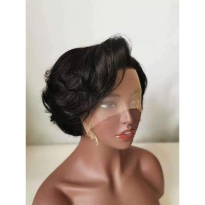 China Cheap Black Pixie Curl Ladies Shortened Afro Hair Pixie Lace Front Wig For Black Women With Short Front, Short Hair Glueless Wig for sale