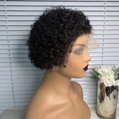 China Short Bob Lace Front Wigs Natural Thick Soft Straight Brazilian Remy Human Hair Wigs For Women Pixie Cut Lace Part Wig for sale