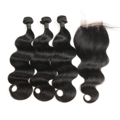 China Wholesale 10A Fast Shipping Silky Straight Wave Cuticle Aligned Unprocessed Brazilian Body Wave Hair Weft 3 Bundles With Lace Closure for sale