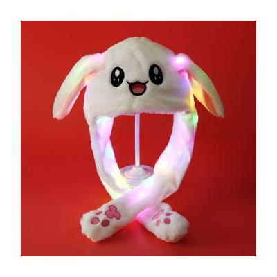 China COMMON fashion Cute Beanie With Led Light Animals plush covers Bunny Moving Ears Winter Hat cute for kids and baby for sale