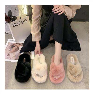 China Low Price China Factory Fashion Trend Fashion Trend Fur Shoes Pink Fluffy Women Fuzzy Indoor Home Slippers For Winter Faux Plush for sale