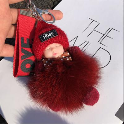 China 2021Custom Real Baby Doll Pom Pom Pompom Key Chain for sale