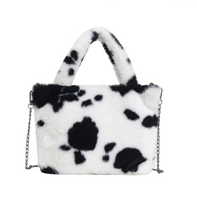 China Fashion Fur Shoulder Bags Winter Handbag Messenger Bag Soft Warm Animal Fur Animal Printing Bag for sale