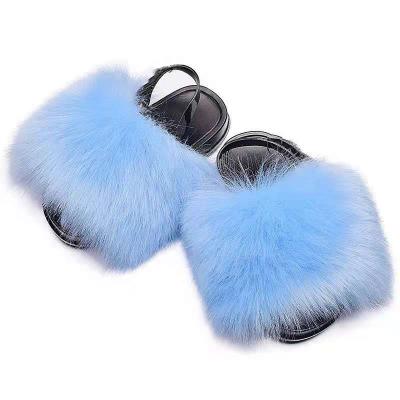 China Cheap and hot sale fashion trend mom and me kids fur slips sandals fur slips slippers for sale