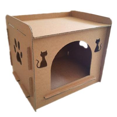 China Sustainable Cat Cave For Pet House With Corrugated Cardboard And Workspace for sale