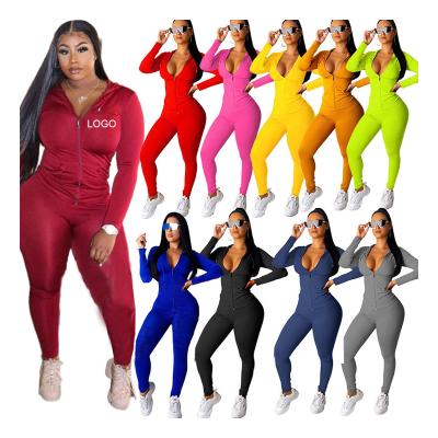 China 2021 Wholesale Breathable Solid Colors Beach With Hoodie Long Sleeve For Sweatsuit 2 Pieces Set Women Clothing Sweat Sets 16 Colors for sale