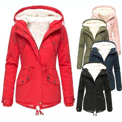 China Dropshipping&Wholesale Anti-wrinkle Women Winter Warm Slim Coat Jackets Solid Hooded Jacket Drawstring Size Padded Thick Cotton Coat for sale