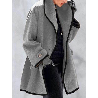 China Reversible Ladies Fashion Loose Hooded Woolen Coat Autumn/Winter Long Sleeve Jacket for sale