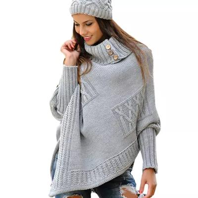 China Anti-Wrinkle Thicken Turtle Loose Irregular Neck Shawl Ponchos Long Sleeves For Women Poncho Knit Sweater for sale