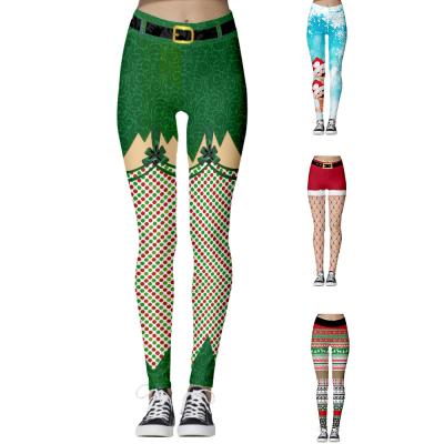 China Fashion Print Breathable Christmas Pants High Waist Seamless Sports Yoga Tight Pants Women Fall Pants Plus Size Gaiters For Women for sale