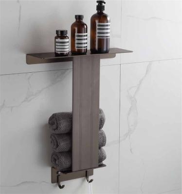 China With Hook Towel Rack Wall Towel Storage Rack Towel Rack Hook Aluminum Alloy Design Simple Atmospheric Shelf Bracket for sale