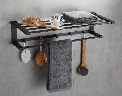 China Simple Modern Black Metal Towel Rack Small Towel Rack Wall Mounted Towel Rack for sale