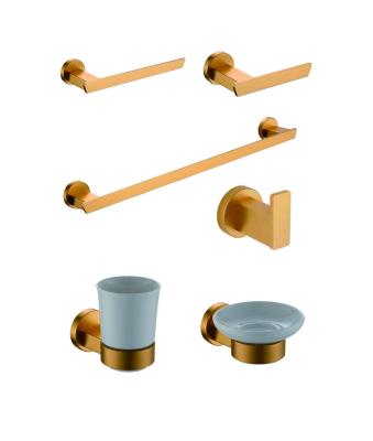 China Modern Gold Available For Bathroom Aluminum Alloy 6 Pcs Bathroom Accessories Set for sale