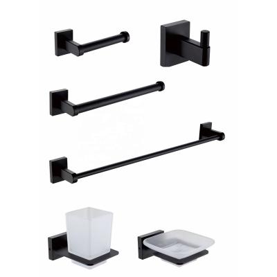 China Modern European Aluminum Alloy Bathroom Accessories Set Wall Mounted Towel Ring Paper Towel Holder Soap Holder 7 Piece Set for sale