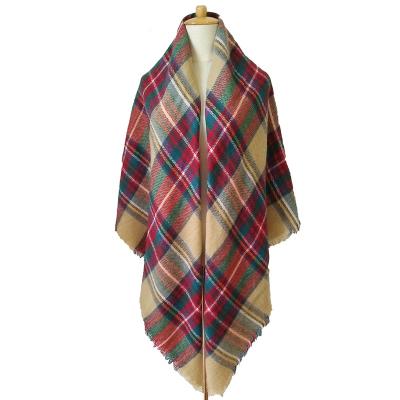 China Cashmere Winter Shawl Winter Plaid Square Scarf Women Wrap Bandana Warm Female Foulard Soft Smooth Feeling Thick Covering Scarf Other Scarves And Shawls for sale