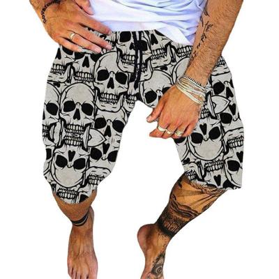 China 2022 Running Anti-Wrinkle Skull Print Swimwear Joggers Shorts Casual Loose Drawstring Pants Beach Summer Men's Shorts for sale