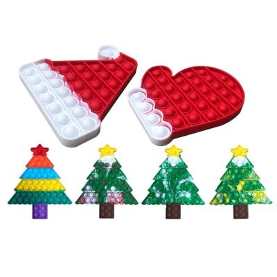 China Christmas Push Noise Bubble Yes Merry Stir Toy Soft Silicone Stress Reliever Sensory for sale