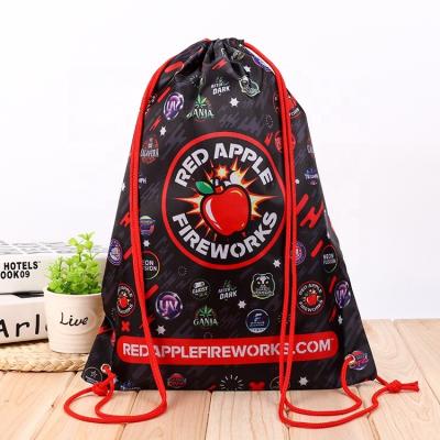 China Eco-Friendly Red Nylon Waterproof Pouch Bag Drawstring Pouch Package Polyester Fabric Environmental Friendly Bag for sale