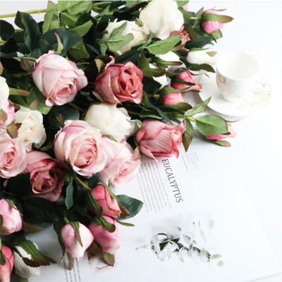 China Fishion Vlovelife 1pcs 70cm Artificial Flowers Real Touch Roses 2heads DIY Artificial Roses Decoration Fake For Wedding Party Home Decor for sale