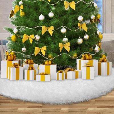 China Vlovelife Soft 60 Inch Plush Tree Skirt Pure White Faux Fur White Christmas Tree Skirt For Chrisma Tree Decor for sale