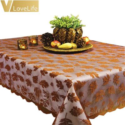 China Vlovelife Newest Modern Thanksgiving Tablecloth Modern Maple Leaf Lace Table Cover Gold For Party Decoration Supplies Wholesale for sale