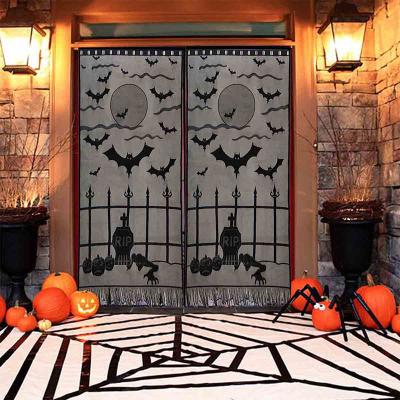 China Vlovelife 1pcs 80*40inch Modern Black Lace Halloween Curtains Battens Window Curtains for Halloween Party Decoration Supplies for sale