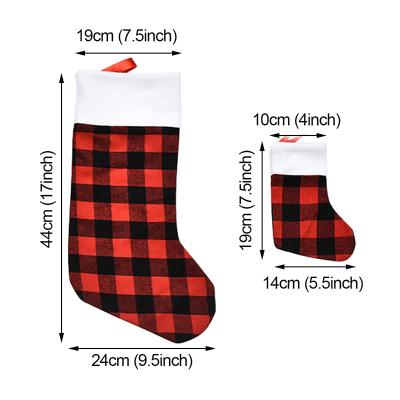 China Modern Christmas Plaid Family Wholesale Hot Seller Decor Red And Black Stockings With Best Price for sale