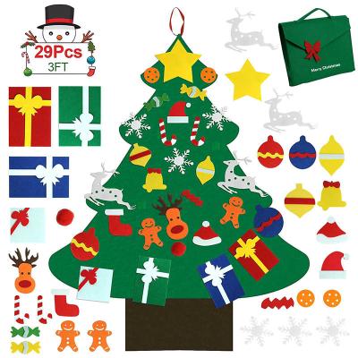 China Vlovelife DIY Christmas Wall Decor Felt Multi Detachable DIY Christmas Tree Ornaments Set with Gift Box for Kids Christmas Party Decoration for sale