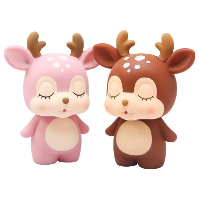 China Creative vinyl cartoon sika deer boy and girl child cute drop-resistant vinyl piggy bank piggy bank for sale