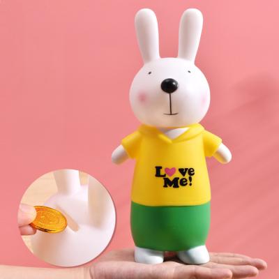 China Money Box L Size Change Plastic Savings Toys Decoration Vinyl Gifts Student Advertising Cartoon Piggy Bank Rabbit Piggy Bank for sale