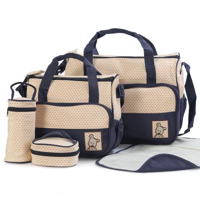 China Travel Packing 5PCS Anti-theft Diaper Set Baby Diaper Bags for sale