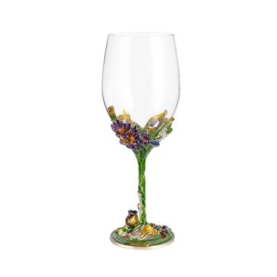 China None creative color crystalred enamel goblet wine glass set crystal for sale