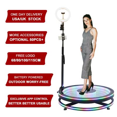 China All Indoor Public Places 39.3 Inch 100cm Selfie Ring Light 360 Large Auto Photo Booth Glass Enclosure for sale