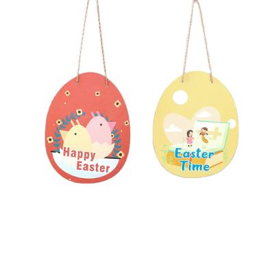 China Wooden Wooden Bunny Eggs Pendants Cute Chick Design Easter Bunny New Arrival Environmental Protection Easter Pendant for sale