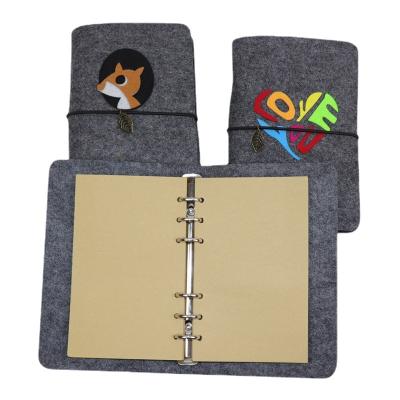 China Promotion Felt Cartoon Detachable Pattern Stationery Student Notepad Diary Notebook A6 Loose Leaf Notebook Felt Notebook for sale