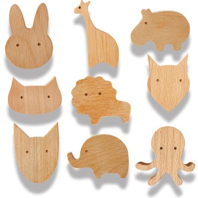 China Modern Decorative Wooden Cute Jungle Hanger Wall Hook Nursery Animal Wall Hooks For Hanging Hats for sale