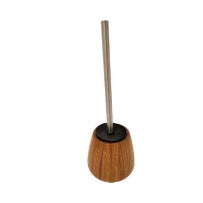 China Zero Tapered Bamboo Toilet Brush Holder With Long Stainless Steel Handle BSCI Manufacturer / Supplier for sale