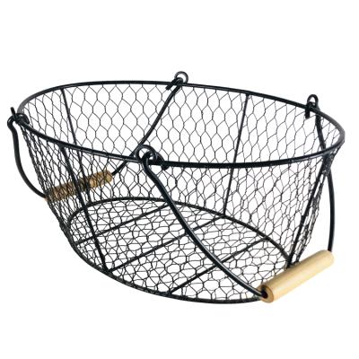 China Traditional Universal Household Decoration Wire Mesh Storage Basket Metal Wire Basket With Handle for sale