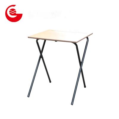 China Cheap Melamine Edge MDF Top Metal Portable Folding Study Table For Kids for sale