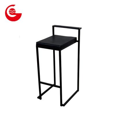 China Cheap Unique Black Metal Bar Stool Baroque Industrial High Chair With Cushion Seat for sale