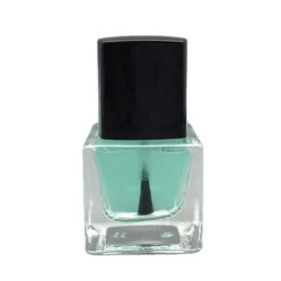 China New Design Cosmetic Empty Cube Nail Polish 16ml Clear Glass Bottle With Black Cube Cap And Brush for sale