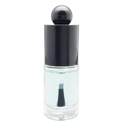 China 8ml Cosmetic Custom Round Cylinder Shape Clear Nail Polish Glass Bottle And Ball Top Black Cap With Brush for sale