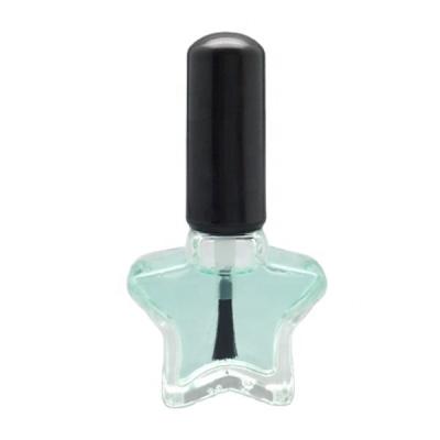 China 8ml Empty Cosmetic Glass Nail Polish Star Shaped Bottle With Flat Brush And Round Black Nail Polish Cap for sale